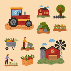 Obraz premium bundle of ten farm and agriculture set icons
