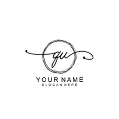QV Initial handwriting logo template vector
