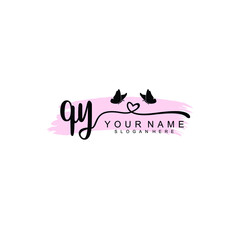 QY Initial handwriting logo template vector