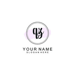 QZ Initial handwriting logo template vector