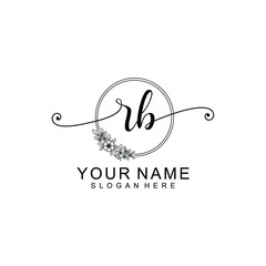 RB Initial handwriting logo template vector