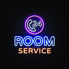 Room Service Neon Signs Style Text Vector
