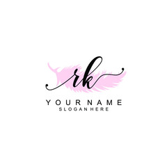 RK Initial handwriting logo template vector