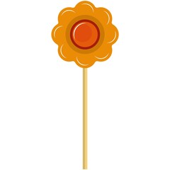 Vector sweet flower shaped lollipop candy on white