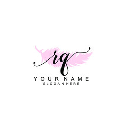 RQ Initial handwriting logo template vector