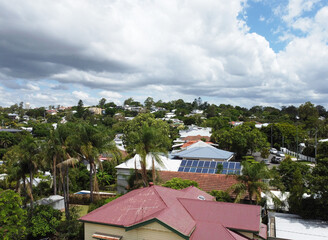South East Queensland suburb taken from a drone showing houses, city and treescapes