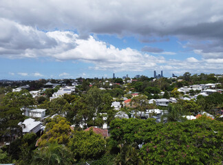 South East Queensland suburb taken from a drone showing houses, city and treescapes