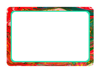 Watercolor horizontal rectangular frame with rounded edges. Rough background with jagged brush drawn border. Grunge, watercolor, ink, paints. Isolated on white background. drawn by hand.