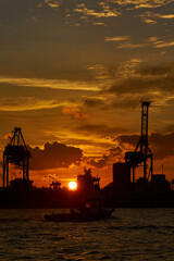 Fototapeta na wymiar port at sunset