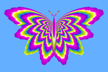 Colorful rainbow butterfly. Motion illusion. 