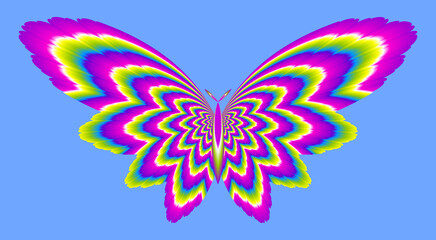 Colorful rainbow butterfly. Motion illusion. 