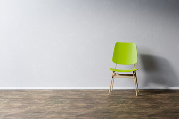 A chair in an empty room . The concept of minimalism.