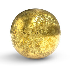 A gold-colored metal nugget on the background.