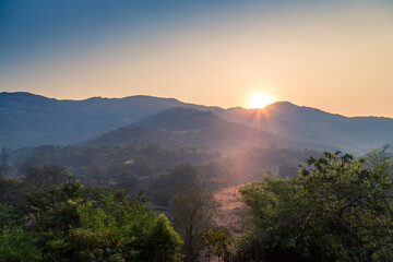 A beautiful sunrise at Western Ghat. Tamhini Ghat a mountain passage located in Maharashtra near by Pune, India