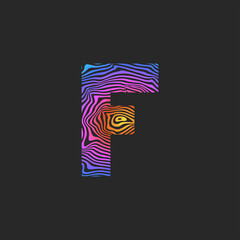 Logo F letter initial, curve shape ornament pattern, trendy gradient creative logotype