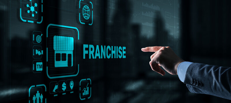 Businessman Hand Touching Inscription Franchise Marketing System