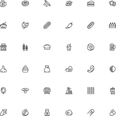 icon vector icon set such as: foodstuff, hop beer, ball, eggs, nigiri, front, filled, pretzel, french, green, herbs, ladle, cylinder, chocolate, aromatic, bag, mix, preparation, kiwi, fire, fungus