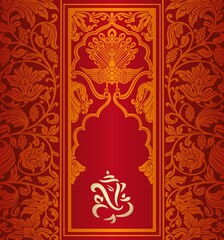 Ganesha, wedding card, royal Rajasthan, India	