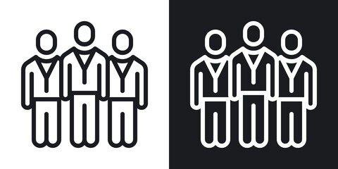 Team, crowd or group of persons icon. Teamwork and corporate culture concept. Simple two-tone vector illustration on black and white background