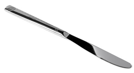 Silver dining knife isolated on white background