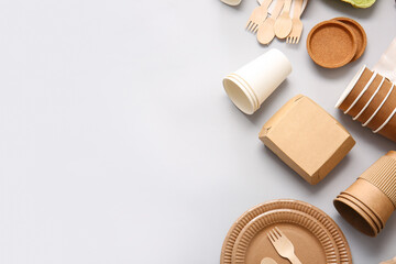 Eco tableware on light background