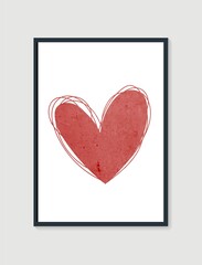 Trendy abstract heart hand drawn composition. Valentines day posters. Shape design for wall framed prints, canvas prints, poster, home decor.