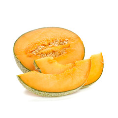 Sweet ripe melon on white background