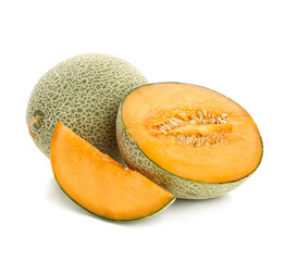Sweet ripe melons on white background