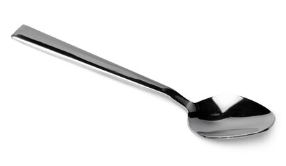 Silver spoon isolated on white background close up