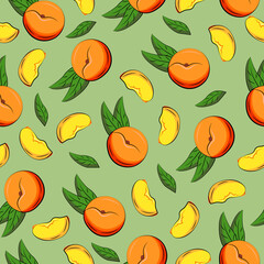 Exotic fruit seamless pattern  in hand-drawn style