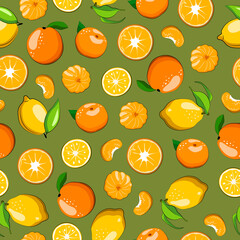 Exotic fruit seamless pattern  in hand-drawn style