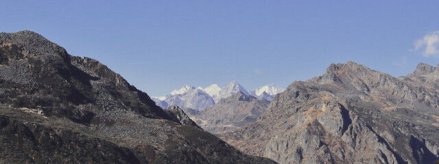 snow capped mountains near bum la pass in tawang district of arunachal pradesh, north east india