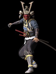 Software rendering Japanese armor samurai