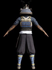 Software rendering Japanese armor samurai