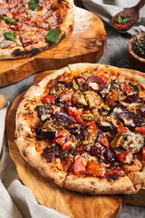 BBQ Pizza with Onions and Seasons Vegetables