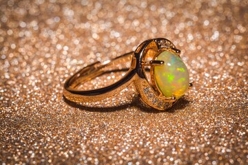 Gold ring with fire opal