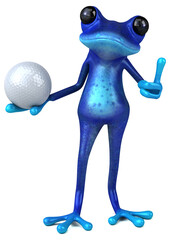 Fun blue frog - 3D Illustration