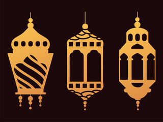 arabic ramadan light lanterns muslim over black background