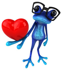 Fun blue frog - 3D Illustration
