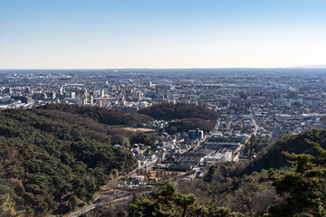太田金山　馬場下通路　登山ルートからみる太田市街　群馬県　太田市