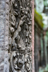 The view of Ta Prohm temple in Siem Reap in Cambodia. Angkor complex.