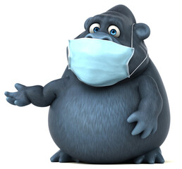 Fun 3D cartoon gorilla with a mask