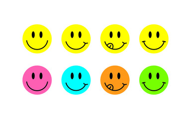 Smiley emoticon icon set of laughing people faces