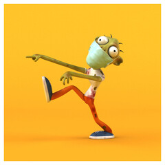 Fun 3D cartoon Zombie with a mask