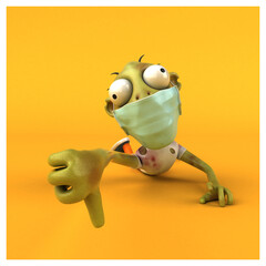 Fun 3D cartoon Zombie with a mask