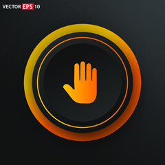 Hand stop sign. Single flat icon on black background. Vector illustration