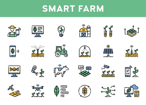 Vector Smart Farm Agriculture Icon Set