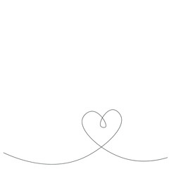 Heart one line draw on white background vector illustration
