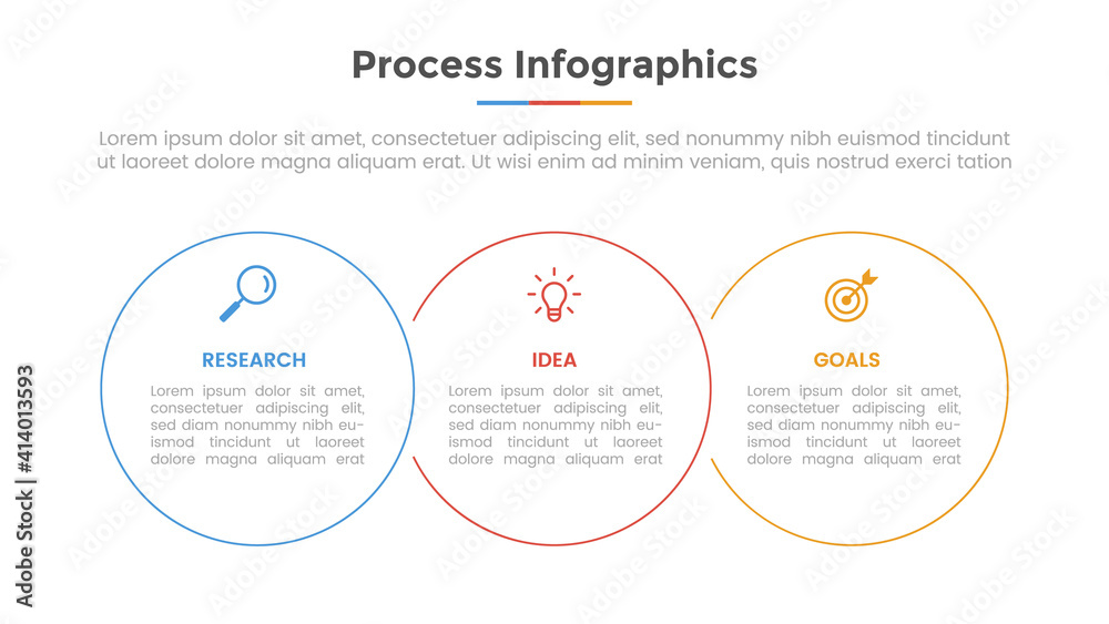 Poster process infographic with 3 list point and circle shape and modern flat style template slide for pres
