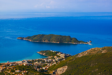 Fototapeta na wymiar Budva coastline and St. Nicholas island - Montenegro